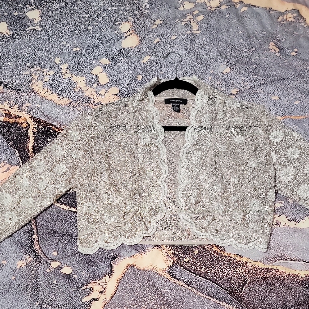 R&M Richards Elegant Lace Jacket in Cream